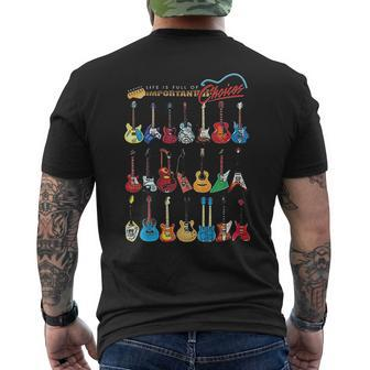 Superb Selection Guitar Life Is Full Of Important Choices Mens Back Print T-shirt - Seseable
