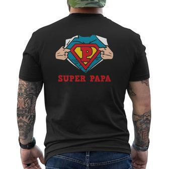 Superhero Papa Great For Dad Mens Back Print T-shirt | Mazezy