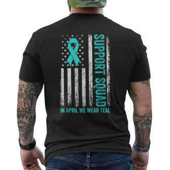 Support Squad American Flag Sexual Assault Awareness Month Men's T-shirt Back Print - Monsterry AU