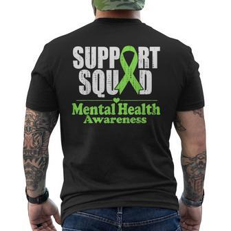 Support Squad Mental Health Awareness Green Ribbon Men's T-shirt Back Print - Seseable