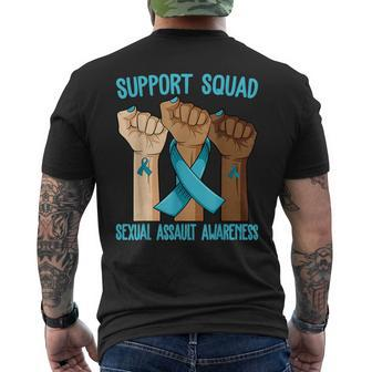 Support Squad Ribbon Sexual Assault Awareness Men's T-shirt Back Print - Seseable