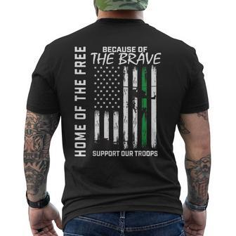 Support Our Troops Military Thin Green Line American Flag Men's T-shirt Back Print - Monsterry AU