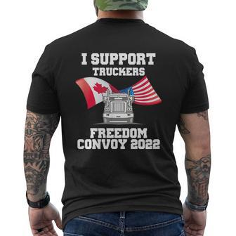 I Support Truckers Freedom Convoy 2022 Usa Canada Flags Mens Back Print T-shirt - Thegiftio