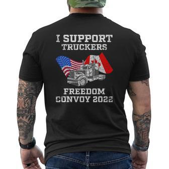 I Support Truckers Freedom Convoy 2022 Usa And Canada Mens Back Print T-shirt | Mazezy