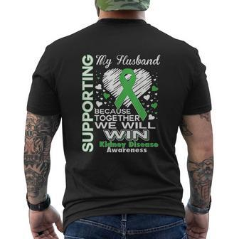 Supporting My Husband Kidney Disease Awareness Mens Back Print T-shirt - Thegiftio