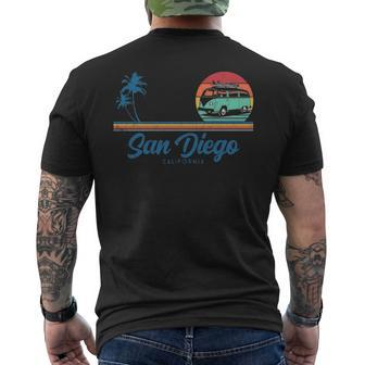 Surf California San Diego Retro Surfer Men's T-shirt Back Print | Mazezy