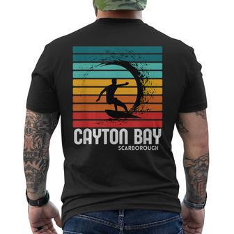 Surf Cayton Bay Scarborough Beach Vintage Retro Surfing Men's T-shirt Back Print - Monsterry