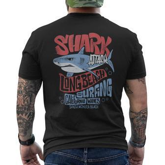 Surf Club Shark Waves Riders And Ocean Surfers Beach Men's T-shirt Back Print - Monsterry UK