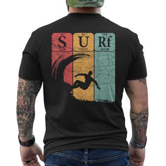 Surf Periodic Table Elements Wave Surfing Vintage Men's T-shirt Back Print - Monsterry