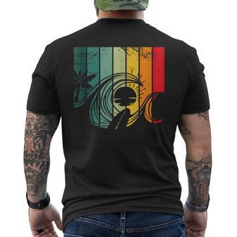 Surfing Retro Surfer Sunset Palm Tree Surf Men's T-shirt Back Print - Monsterry DE