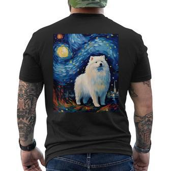 Surreal Starry Night Samoyed Dog Men's T-shirt Back Print | Mazezy