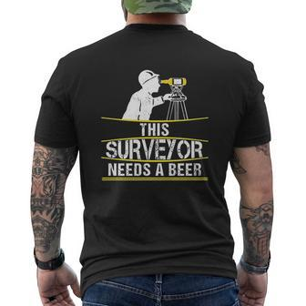 This Surveyor Needs A Beer Land Surveying Mens Back Print T-shirt - Thegiftio UK