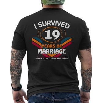 I Survived 19 Years Of Marriage 19Th Wedding Anniversary Men's T-shirt Back Print - Monsterry CA