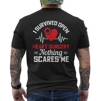I Survived Open Heart Surgery Nothing Scares Me Mens Back Print T-shirt - Seseable