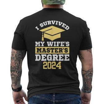 I Survived My Wife's Masters Degree Graduation Class Of 2024 Men's T-shirt Back Print - Thegiftio UK