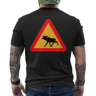 Svenska Swedish Elk Crossing Sign Sverige Black S T-Shirt mit Rückendruck - Seseable