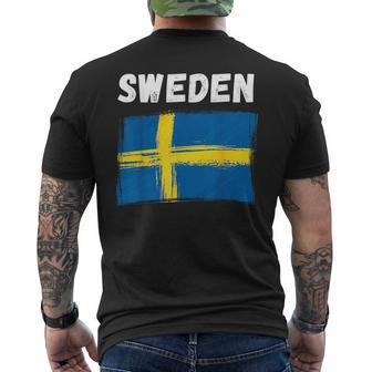 Sweden Flag Holiday Vintage Grunge Swedish Flag Men's T-shirt Back Print - Monsterry CA