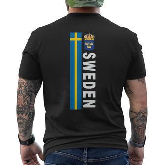 Sweden Soccer-Style Swedish Flag Men's T-shirt Back Print - Monsterry