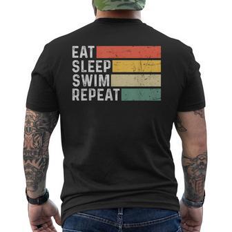 Swimming Swimmer Retro Vintage Eat Sleep Swim Repeat Men's T-shirt Back Print - Monsterry UK