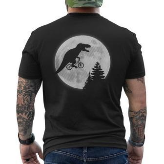 T-Rex Cycling Over The Moon Men's T-shirt Back Print - Monsterry