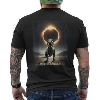 T-Rex Dinosaur Totality April 8 2024 Total Solar Eclipse Men's T-shirt Back Print | Mazezy
