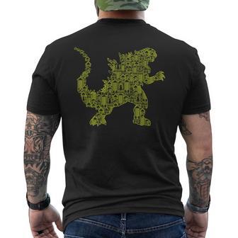 T-Rex Monster Kaiju Robot City Giant Dinosaur Men's T-shirt Back Print - Monsterry