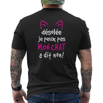 T-shirt imprimé au dos Mon Chat a Dit Non, Humour pour Amoureux des Chats - Cadeauxyz