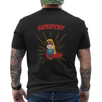 T-shirt imprimé au dos Superponey, Héros Cape Cartoon en Noir - Cadeauxyz