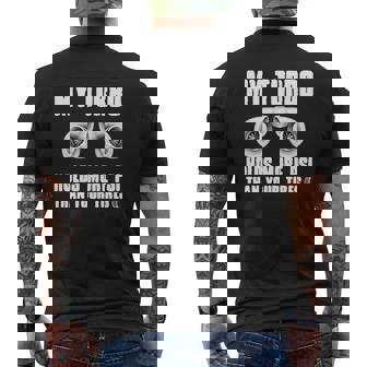 T-shirt imprimé au dos Turbo Noir Plus de PSI que vos Pneus, Amateurs de Course - Cadeauxyz