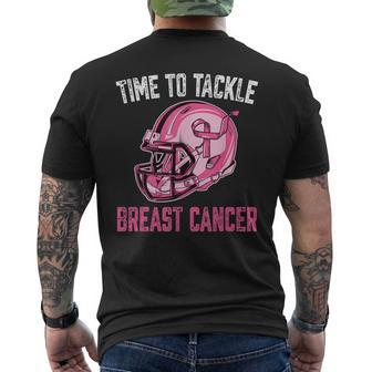 Tackle Breast Cancer Football Helmet Pink Ribbon Awareness Mens Back Print T-shirt - Thegiftio