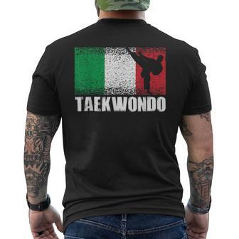 Taekwondo Sport Italy Flag Italian Martial Artist Men's T-shirt Back Print - Monsterry AU