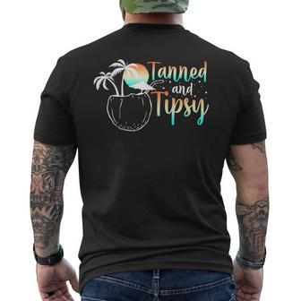 Tanned And Tipsy For An Retro Beach Vacation Men's T-shirt Back Print - Monsterry CA