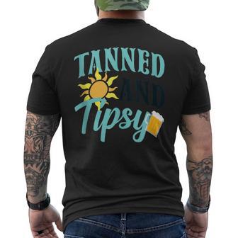 Tanned And Tipsy Vacation Quote Men's T-shirt Back Print - Monsterry AU