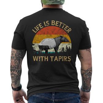 Tapir Lover Retro Vintage Tapir Sunset Tree Life With Tapirs Men's T-shirt Back Print - Monsterry