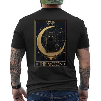 Tarot Card The Crescent Moon Black Cat Gothic Trendy Women Men's T-shirt Back Print | Mazezy