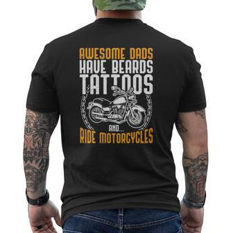 Tattooed Dad Motorcycle Father's Day Tattoo Mens Back Print T-shirt | Mazezy