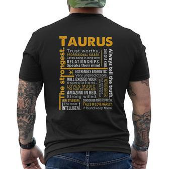 Taurus Awesome Zodiac Sign Taurus Facts Mens Back Print T-shirt - Thegiftio UK
