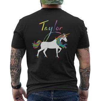 Taylor Personalized First Name Unicorn Men's T-shirt Back Print - Monsterry