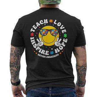 Teach Hope Love Inspire Autism Awareness For Teachers Men's T-shirt Back Print | Mazezy