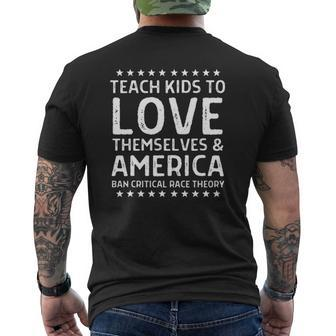 Teach Kids To Love Themselves & America Anti-Crt Mens Back Print T-shirt | Mazezy