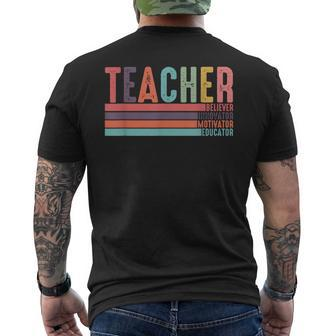 Teacher Believer Innovator Motivator Educator Men's T-shirt Back Print | Mazezy DE