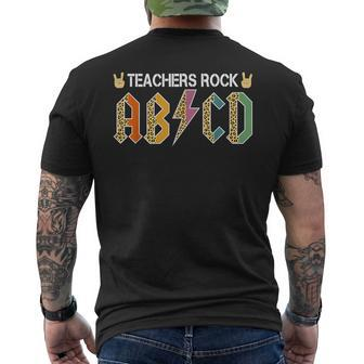 Teacher Rock Abcd Leopard Back To School Teacher Men's T-shirt Back Print - Thegiftio UK