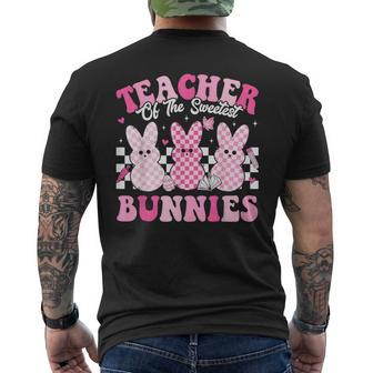 Teacher Of The Sweetest Bunnies Happy Easter Day Teachers Men's T-shirt Back Print | Mazezy