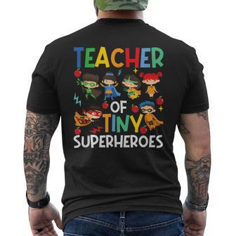 Teacher Of Tiny Superheroes Teach 100Th Day Of School Men's T-shirt Back Print - Thegiftio UK