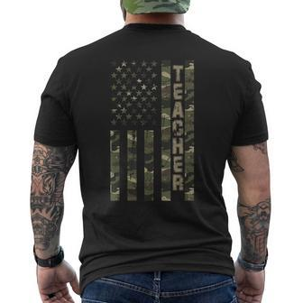 Teacher United States Distressed Camo W Us Flag Men's T-shirt Back Print - Monsterry UK