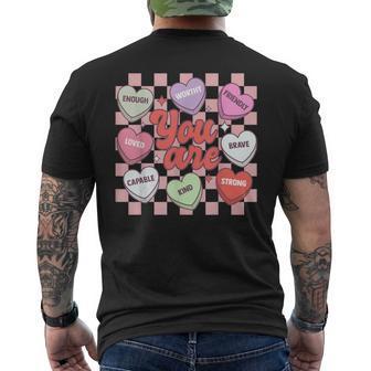 Teacher Valentines Day Candy Heart Men's T-shirt Back Print - Seseable