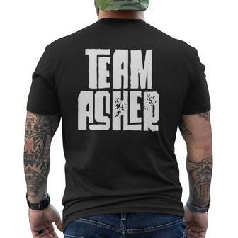 Team Asher Distressed Son Husband Grandson Dad Sports Group Mens Back Print T-shirt | Mazezy