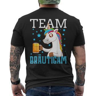Team Groom Polterabend Stag Night Unicorn Jga T-Shirt mit Rückendruck - Seseable