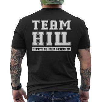 Team Hill Lifetime Membership Family Last Name Men's T-shirt Back Print - Seseable