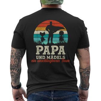 Team Papa Tochter Zwei Kinderatertag Bester Super Papa T-Shirt mit Rückendruck - Geschenkecke